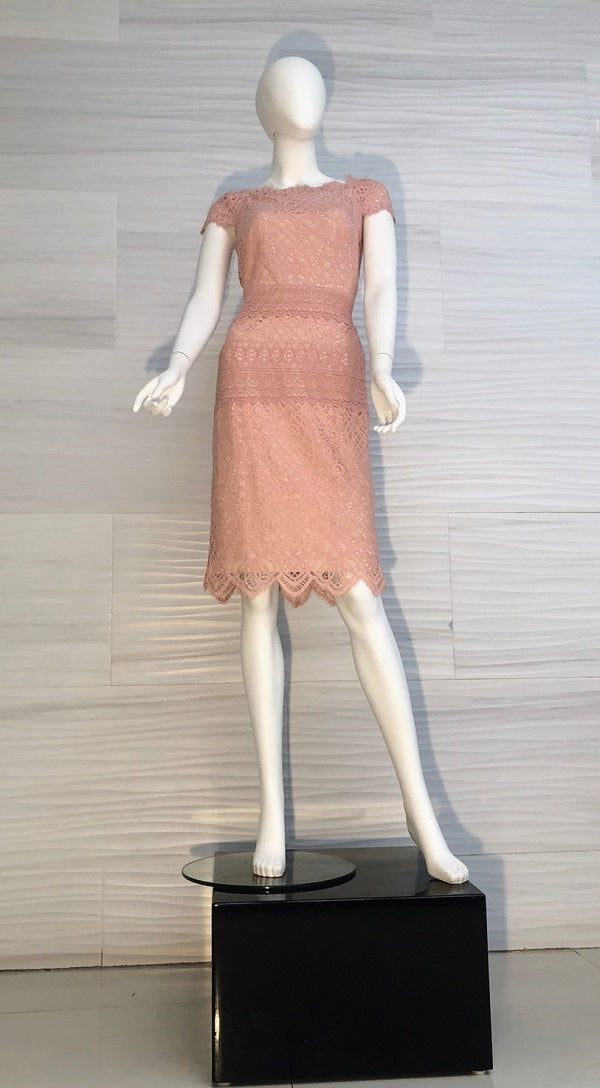 Vestido Rosa de encaje de ganchillo AVF17333MZ