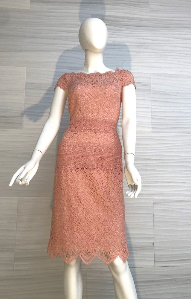 Vestido Rosa de encaje de ganchillo AVF17333MZ