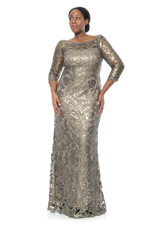 Vestido T S velado dorado ALT1812LXYQ