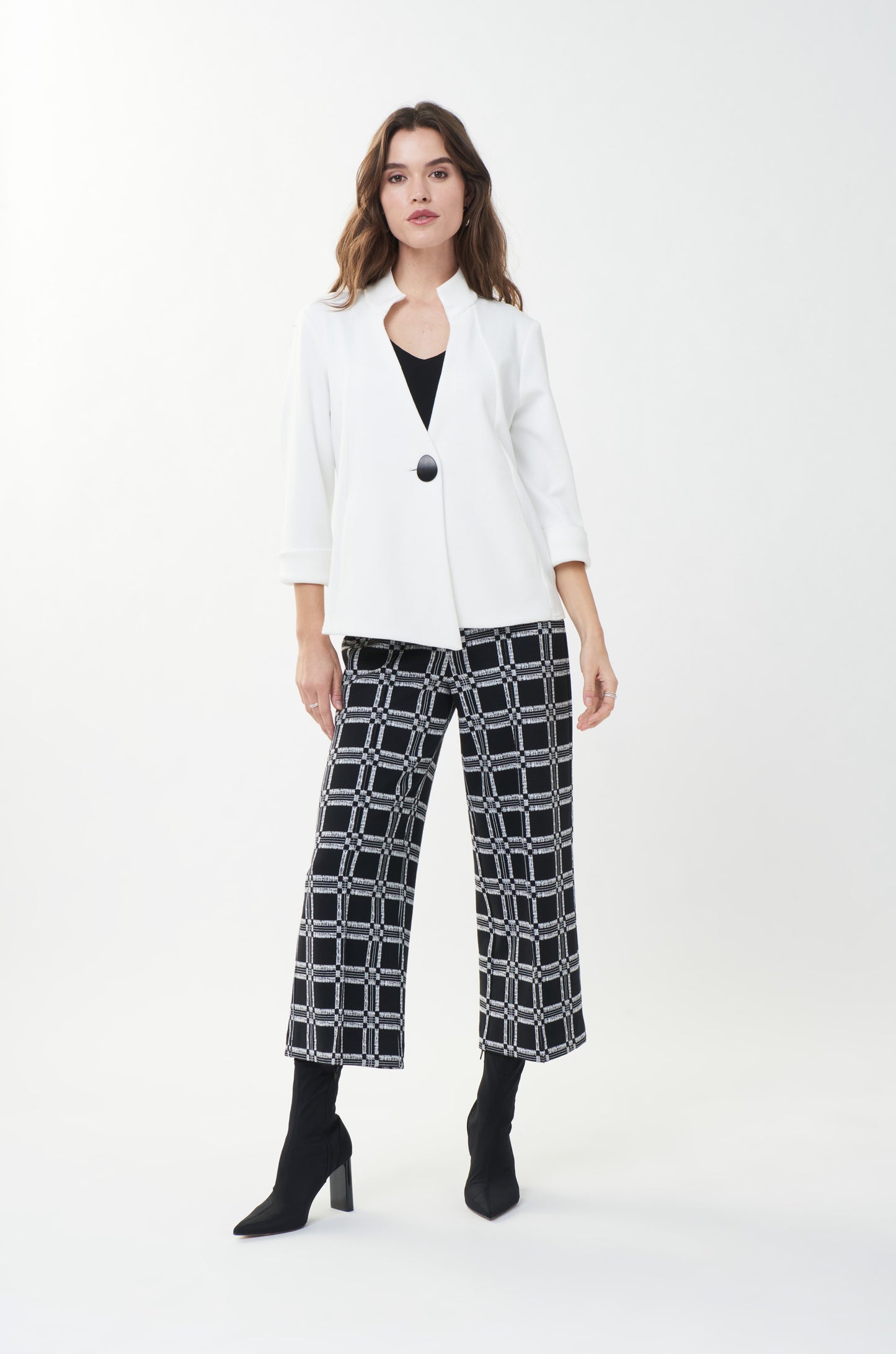 Pantalón culotte negro cuadros 223306